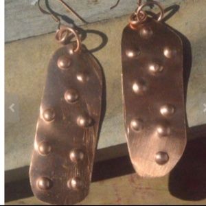 Big Rustic Handmade Solid Copper Dimple Earrings
